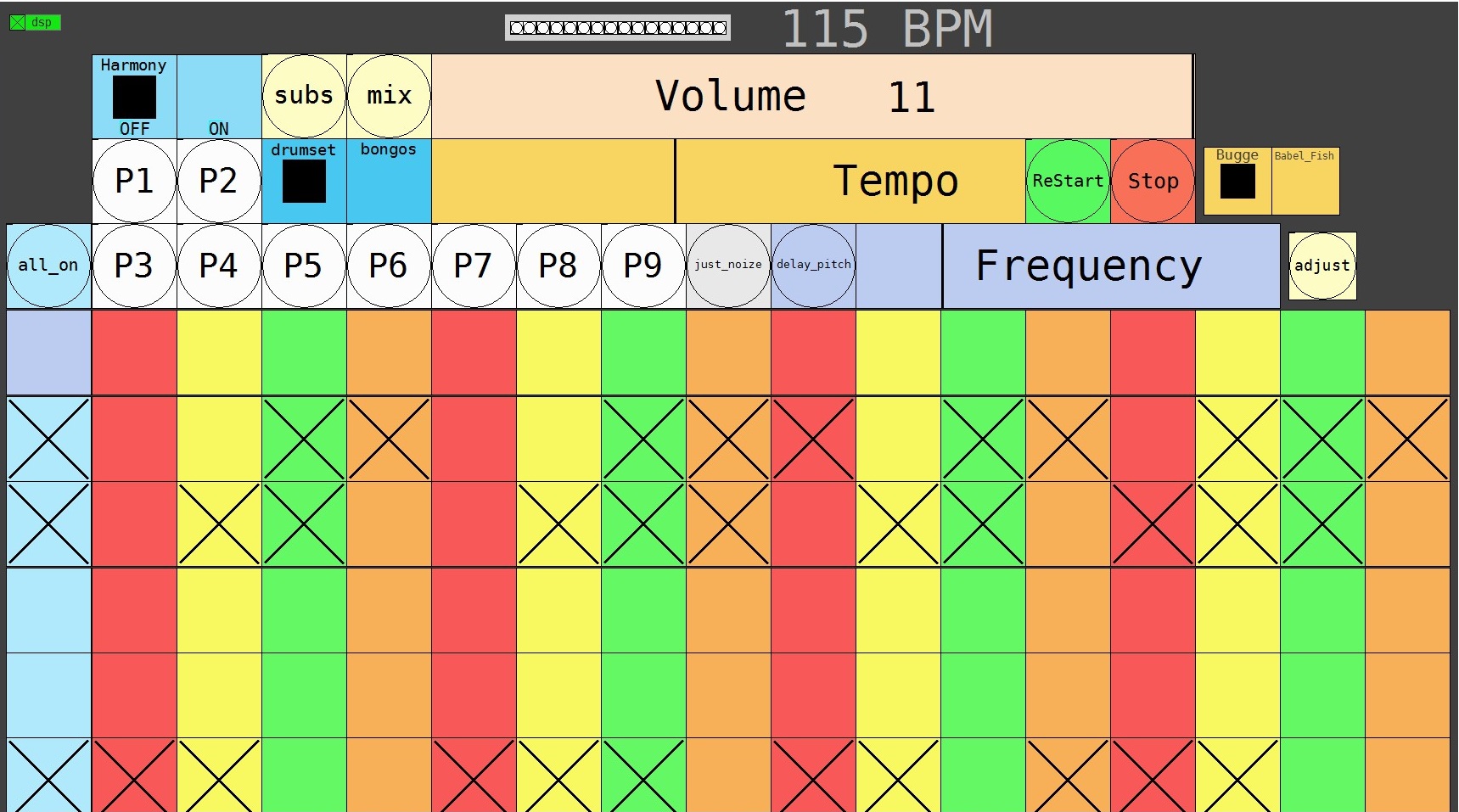 Scrennshot of Freaky Tricky Step Sequenzer - an accessible Music interface