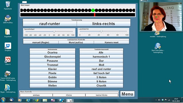 Screenshot AsTeRICS for ergotherapy screenshot of AsTeRICS model Kopf Musik